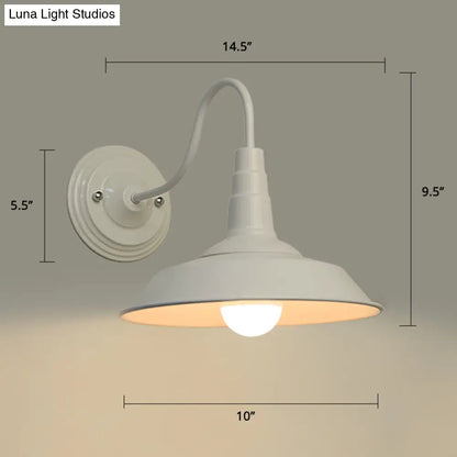 ديكوربايتس™ مصباح حائط على شكل عنق إوزة على الطراز الريفي مع غطاء حظيرة - تركيبات شمعدان معدنية ريفية