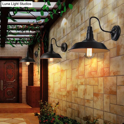 ديكوربايتس™ مصباح حائط على شكل عنق إوزة على الطراز الريفي مع غطاء حظيرة - تركيبات شمعدان معدنية ريفية