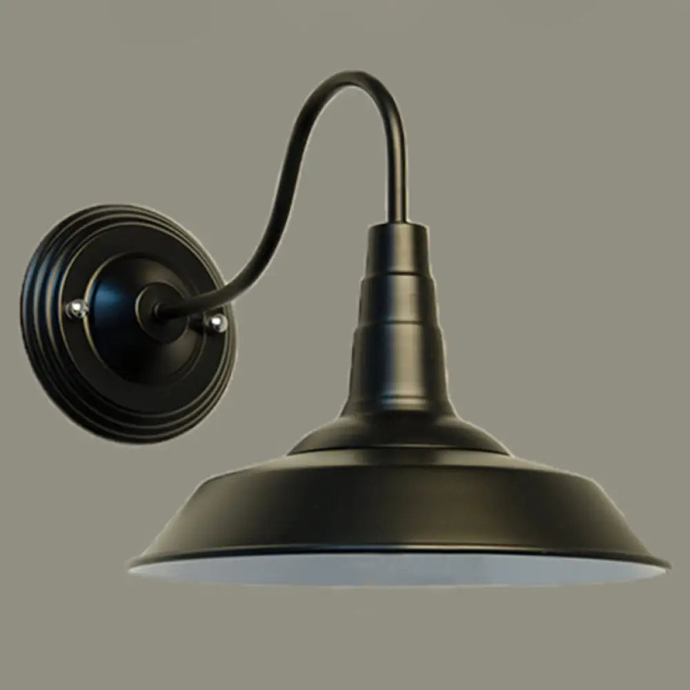 ديكوربايتس™ مصباح حائط على شكل عنق إوزة على الطراز الريفي مع غطاء حظيرة - تركيبات شمعدان معدنية ريفية