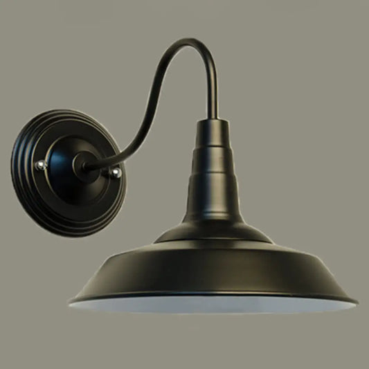 Aplique de pared DecorBites™ estilo campestre con cuello de cisne y pantalla tipo granero - Aplique rústico de metal