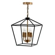 Black and brass country style iron led chandelier with four clear bulb sockets for dining room decorbites country style