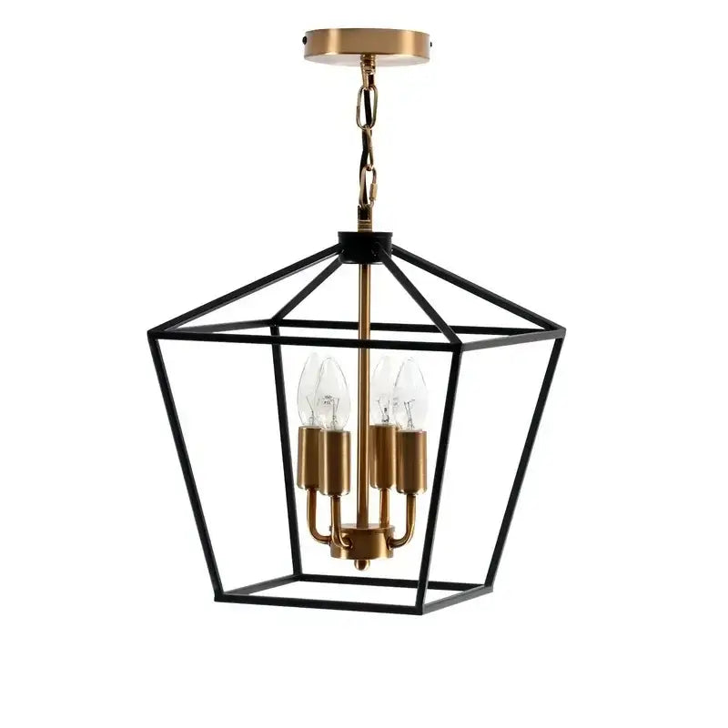 Black and brass country style iron led chandelier with four clear bulb sockets for dining room decorbites country style