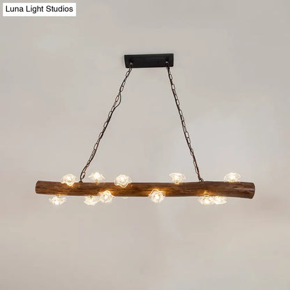 ثريا فطر على الطراز الريفي من DecorBites™ مزودة بـ 12 لمبة خشبية للإضاءة المعلقة الداخلية