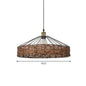 Country Style Rattan Barn Hanging Light Pendant for Dining Room - Brown Finish, 1 Bulb