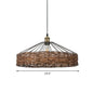 Country Style Rattan Barn Hanging Light Pendant for Dining Room - Brown Finish, 1 Bulb