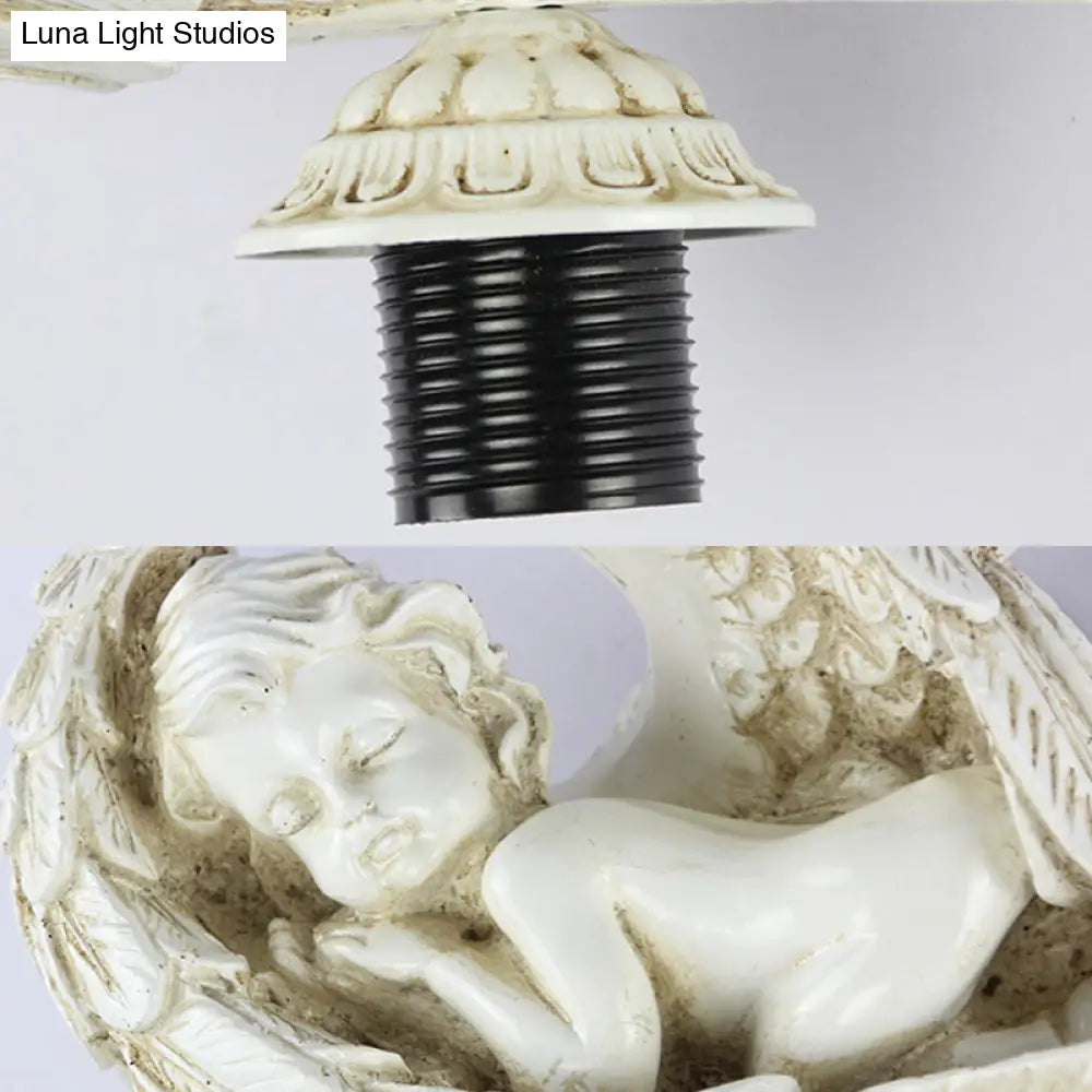 مصباح حائط على شكل ورقة ملاك نائم من الراتينج بتصميم ريفي - زجاج ملون، شفاف/بيج