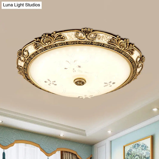 DecorBites™ DecorBites™ Country-Style Veined Glass Dome Flush Mount Lamp - LED Parlour Ceiling Flush Fixture in Brass with Warm/White Light, Available in 13"/16"/19.5" Widths