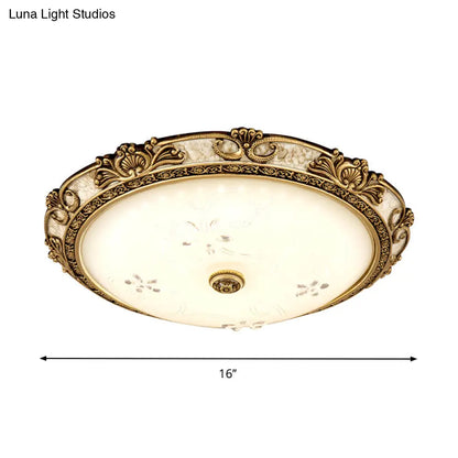 Lámpara de techo empotrada DecorBites™ estilo rústico con cúpula de cristal veteado - Luminaria LED de salón en latón con luz cálida/blanca, disponible en anchos de 13", 16" y 19,5". 