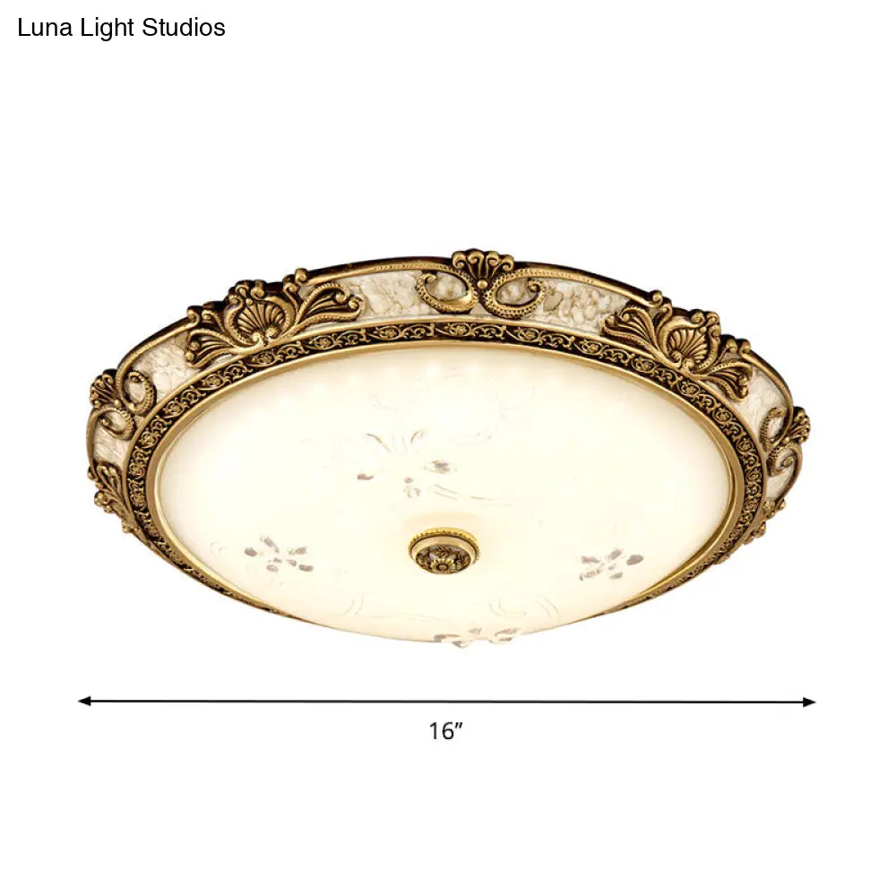DecorBites™ DecorBites™ Country Style Veined Glass Flush Mount Lamp with LED Lighting in Brass - Available in 3 Sizes and Warm/White Light Options
