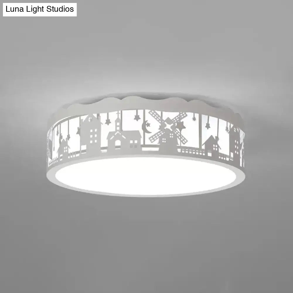 DecorBites™ DecorBites™ Country View Nordic Style Drum Ceiling Lamp for Living Rooms: Metal Flush Ceiling Light