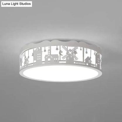 DecorBites™ DecorBites™ Country View Nordic Style Drum Ceiling Lamp for Living Rooms: Metal Flush Ceiling Light