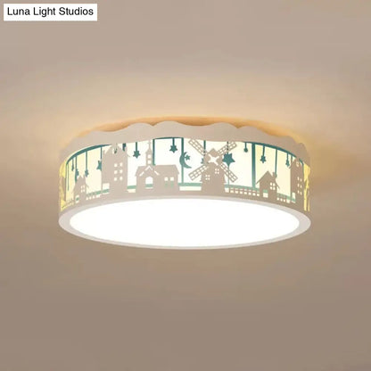 DecorBites™ DecorBites™ Country View Nordic Style Drum Ceiling Lamp for Living Rooms: Metal Flush Ceiling Light