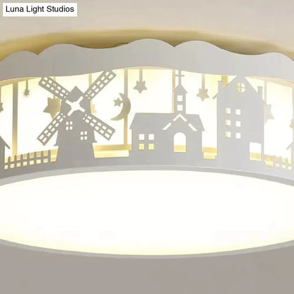 DecorBites™ DecorBites™ Country View Nordic Style Drum Ceiling Lamp for Living Rooms: Metal Flush Ceiling Light