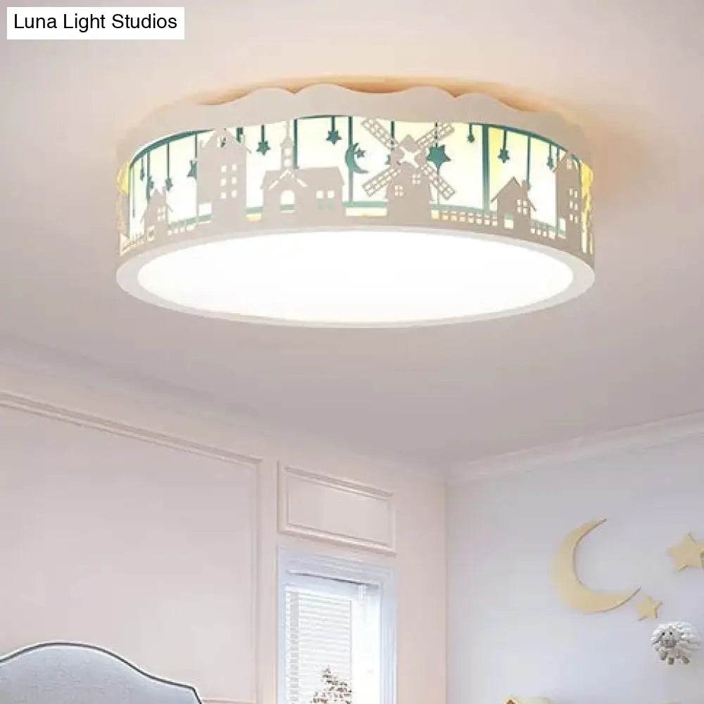 DecorBites™ DecorBites™ Country View Nordic Style Drum Ceiling Lamp for Living Rooms: Metal Flush Ceiling Light