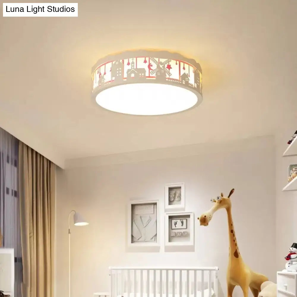 DecorBites™ DecorBites™ Country View Nordic Style Drum Ceiling Lamp for Living Rooms: Metal Flush Ceiling Light