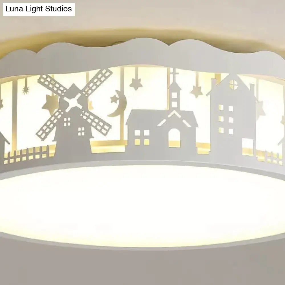 DecorBites™ DecorBites™ Country View Nordic Style Drum Ceiling Lamp for Living Rooms: Metal Flush Ceiling Light