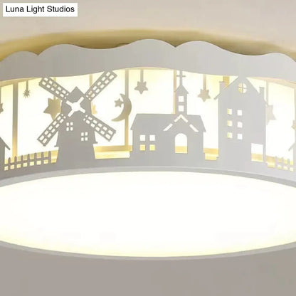 DecorBites™ DecorBites™ Country View Nordic Style Drum Ceiling Lamp for Living Rooms: Metal Flush Ceiling Light