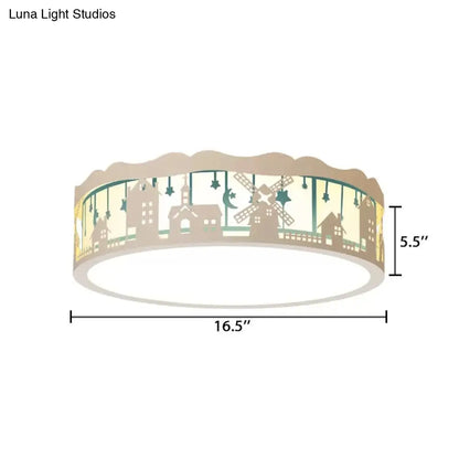 DecorBites™ DecorBites™ Country View Nordic Style Drum Ceiling Lamp for Living Rooms: Metal Flush Ceiling Light