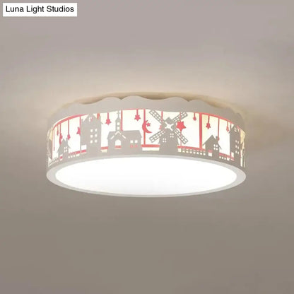 DecorBites™ DecorBites™ Country View Nordic Style Drum Ceiling Lamp for Living Rooms: Metal Flush Ceiling Light