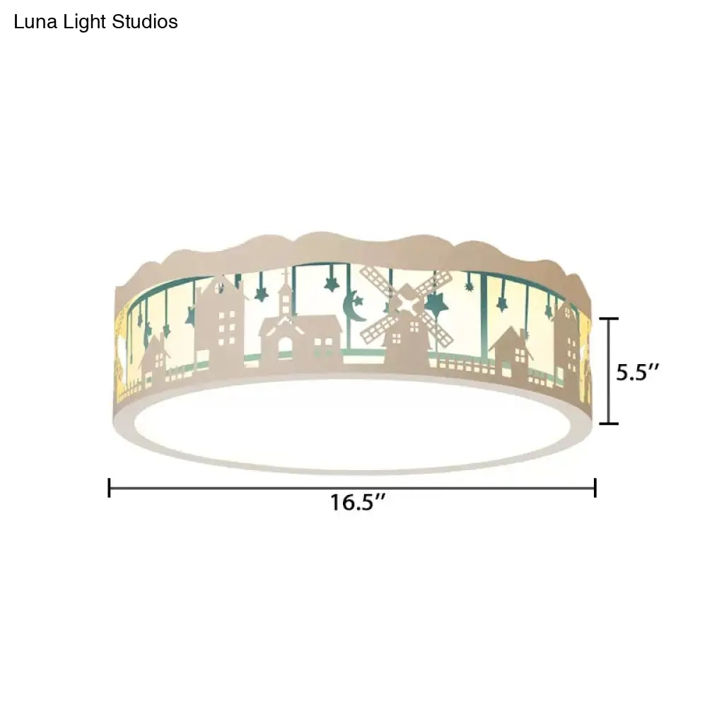 DecorBites™ DecorBites™ Country View Nordic Style Drum Ceiling Lamp for Living Rooms: Metal Flush Ceiling Light
