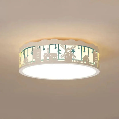 DecorBites™ DecorBites™ Country View Nordic Style Drum Ceiling Lamp for Living Rooms: Metal Flush Ceiling Light