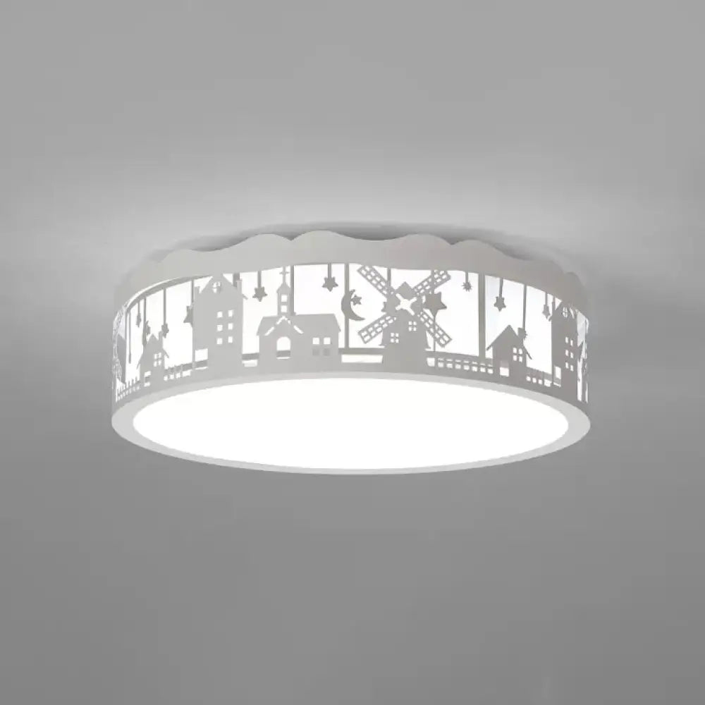 DecorBites™ DecorBites™ Country View Nordic Style Drum Ceiling Lamp for Living Rooms: Metal Flush Ceiling Light