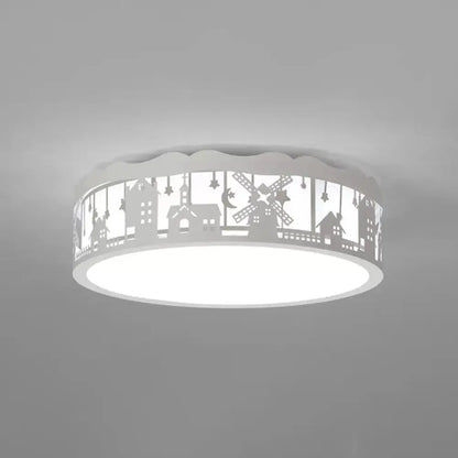 DecorBites™ DecorBites™ Country View Nordic Style Drum Ceiling Lamp for Living Rooms: Metal Flush Ceiling Light