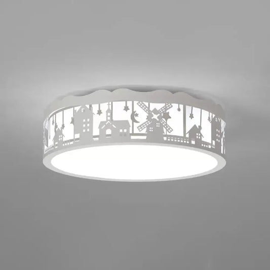 DecorBites™ DecorBites™ Country View Nordic Style Drum Ceiling Lamp for Living Rooms: Metal Flush Ceiling Light