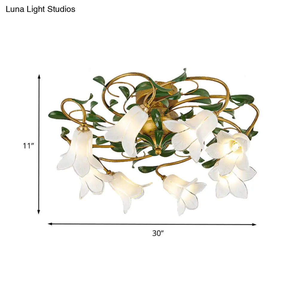 DecorBites™ DecorBites™ Countryside Lily/Tulip Metal Ceiling Fixture LED Flush Mount Lighting - 6/8 Bulbs, Brass Finish