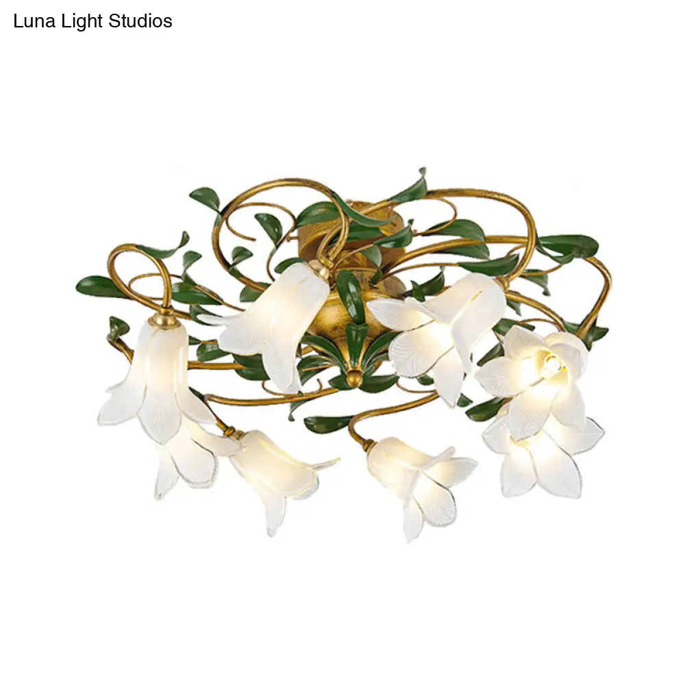 DecorBites™ DecorBites™ Countryside Lily/Tulip Metal Ceiling Fixture LED Flush Mount Lighting - 6/8 Bulbs, Brass Finish