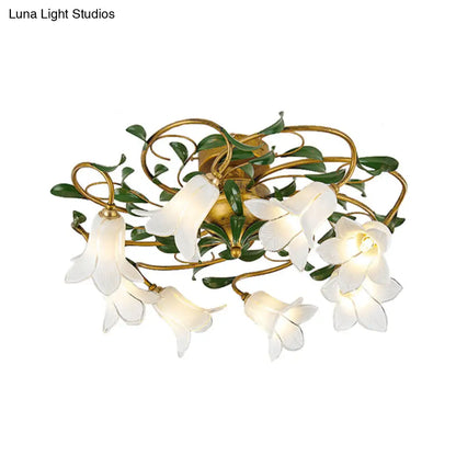 DecorBites™ DecorBites™ Countryside Lily/Tulip Metal Ceiling Fixture LED Flush Mount Lighting - 6/8 Bulbs, Brass Finish