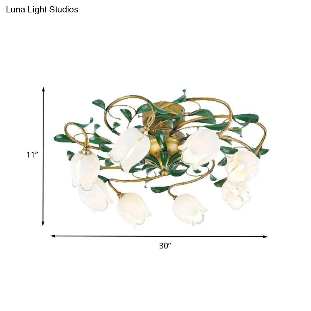 DecorBites™ DecorBites™ Countryside Lily/Tulip Metal Ceiling Fixture LED Flush Mount Lighting - 6/8 Bulbs, Brass Finish