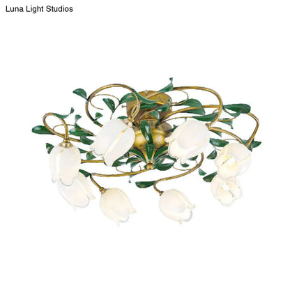 DecorBites™ DecorBites™ Countryside Lily/Tulip Metal Ceiling Fixture LED Flush Mount Lighting - 6/8 Bulbs, Brass Finish