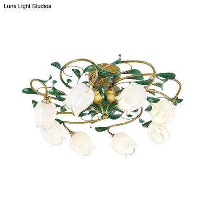 DecorBites™ DecorBites™ Countryside Lily/Tulip Metal Ceiling Fixture LED Flush Mount Lighting - 6/8 Bulbs, Brass Finish