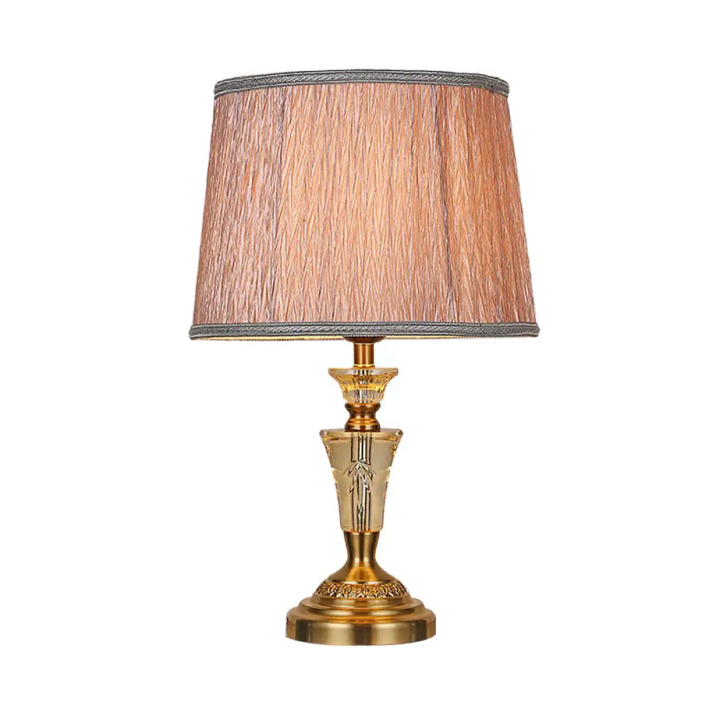 Countryside Pleated Shade Nightstand Lamp with Crystal Base - Beige/Pink