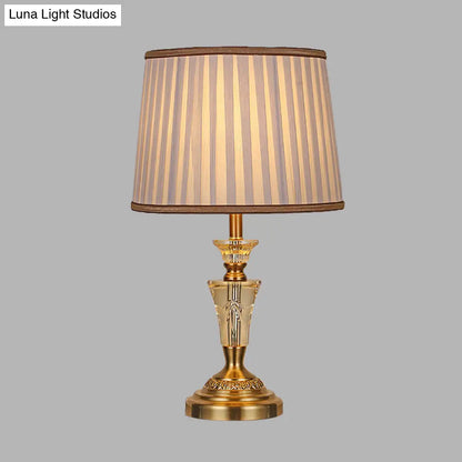 Countryside Pleated Shade Nightstand Lamp with Crystal Base - Beige/Pink