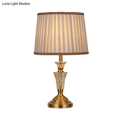 Countryside Pleated Shade Nightstand Lamp with Crystal Base - Beige/Pink