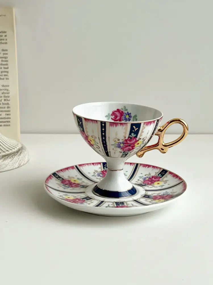 Elegant white porcelain cup set with gold handle and floral pattern for decorbites court style dining room decor