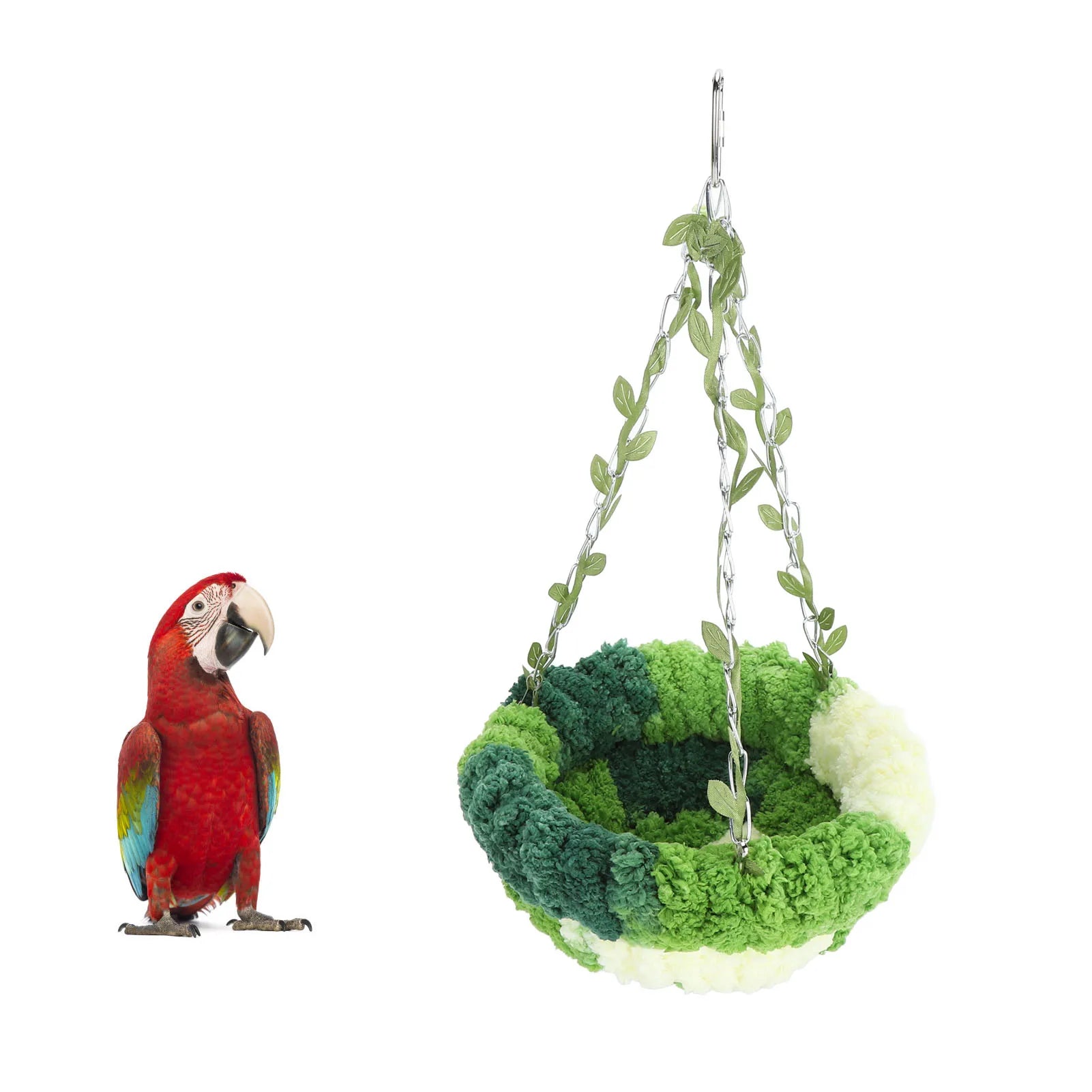 Cozy Coral Fleece Parrot Hammock - Green