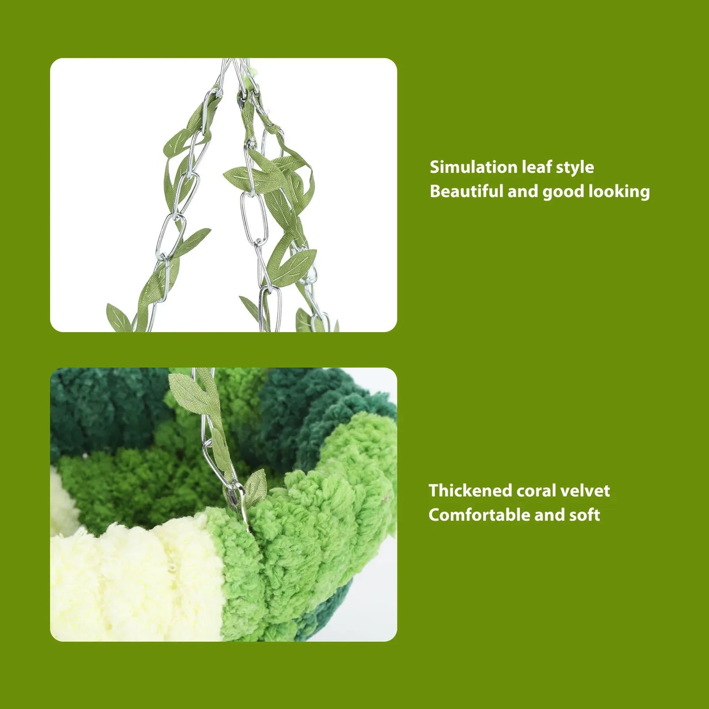 Cozy Coral Fleece Parrot Hammock - Green