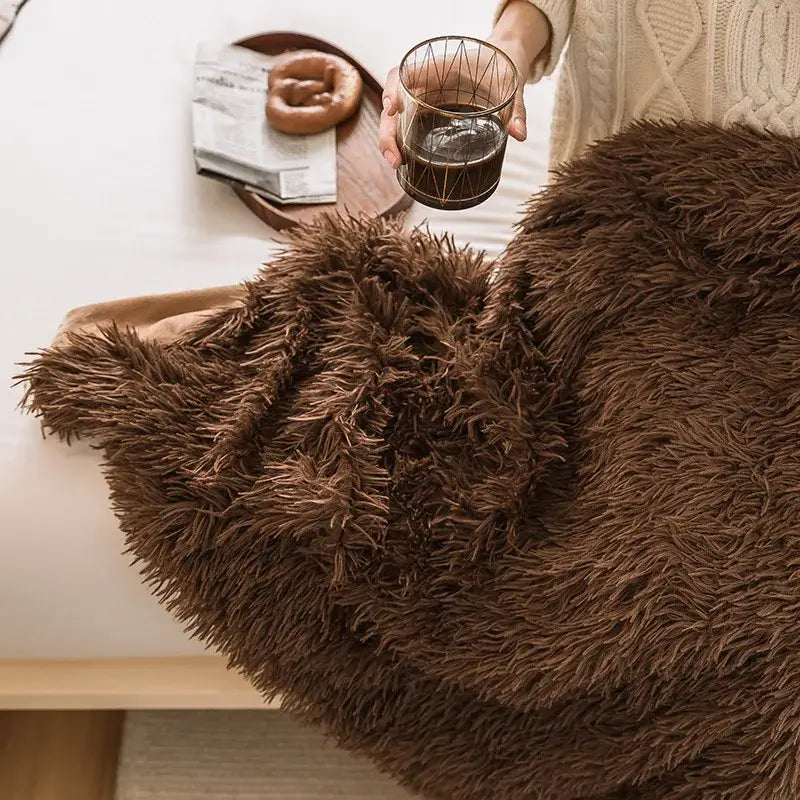 Cozy faux fur chocolate brown plush throw blanket with long dense fibers perfect for soft bedroom decorbites cozy faux