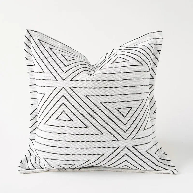 A cozy green handmade pillow cover with bold black and white geometric pattern for living room decorbites cozy green decor