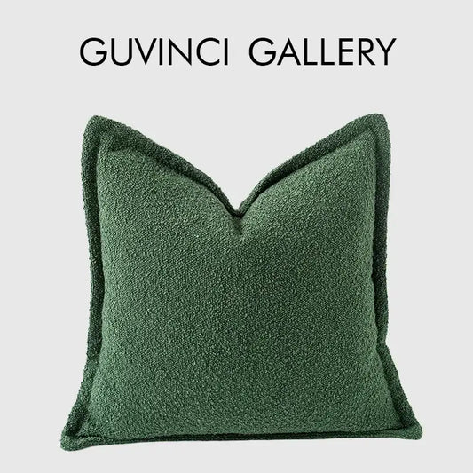 A cozy green handmade pillow cover with plush textured fabric and neatly stitched edges for living room decorbites decor