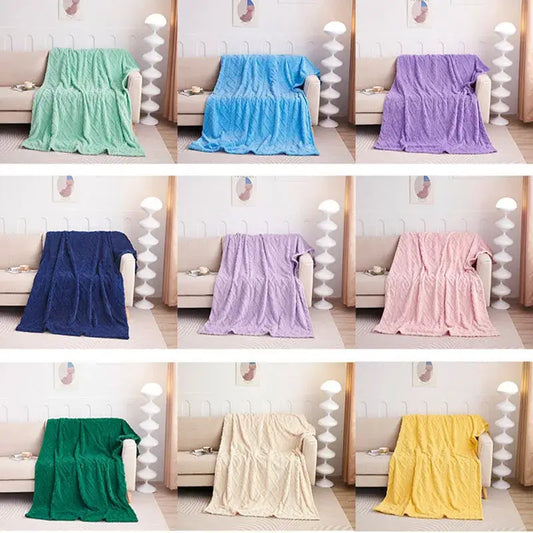 A plush blanket featuring cozy jacquard plush texture in multiple solid colors for living room sofa decorbites cozy jacquard