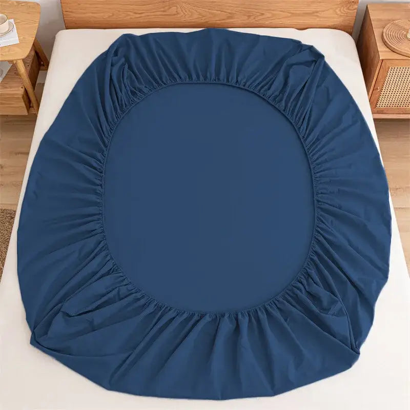 Deep blue decorbites cozy solid color fitted sheet with smooth stretchy fabric and gathered edges for snug fit