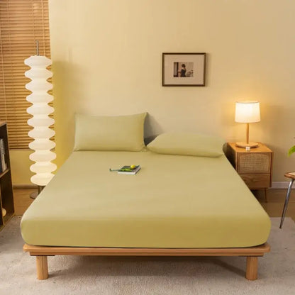 Soft sage green fitted sheet in smooth stretchy fabric by decorbites cozy solid color mattress cover