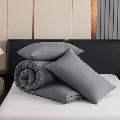 A cozy spring queen gray quilted duvet set featuring a soft comfortable comforter with matching pillows by decorbites cozy spring