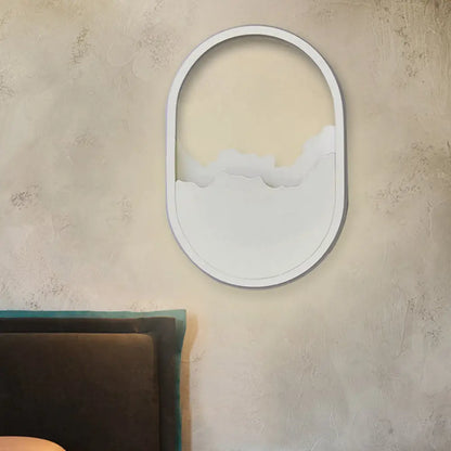 DecorBites™ DecorBites™ Cracked Design LED Oval Wall Sconce in Warm/White/Natural Light - Modern Aluminum White Wall Lamp