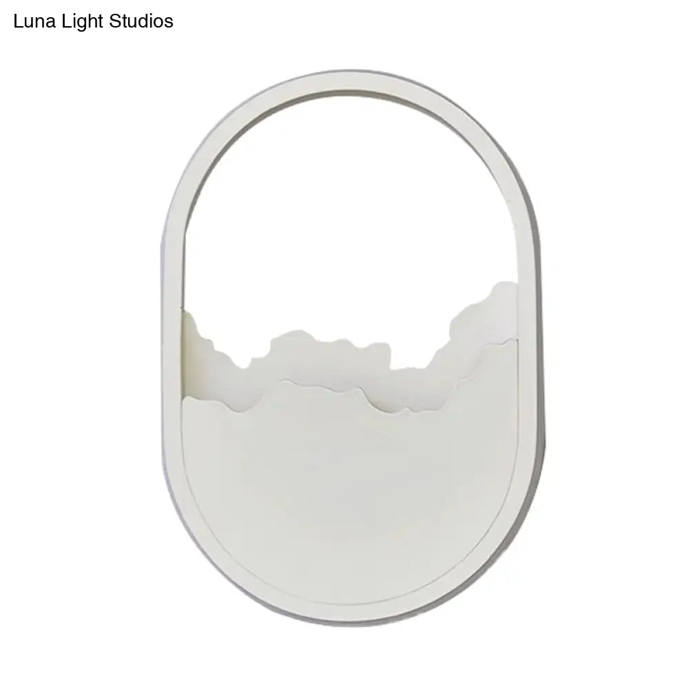 DecorBites™ DecorBites™ Cracked Design LED Oval Wall Sconce in Warm/White/Natural Light - Modern Aluminum White Wall Lamp