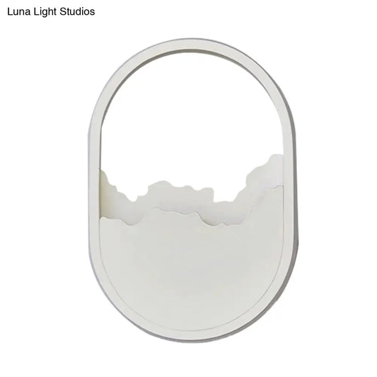 DecorBites™ DecorBites™ Cracked Design LED Oval Wall Sconce in Warm/White/Natural Light - Modern Aluminum White Wall Lamp